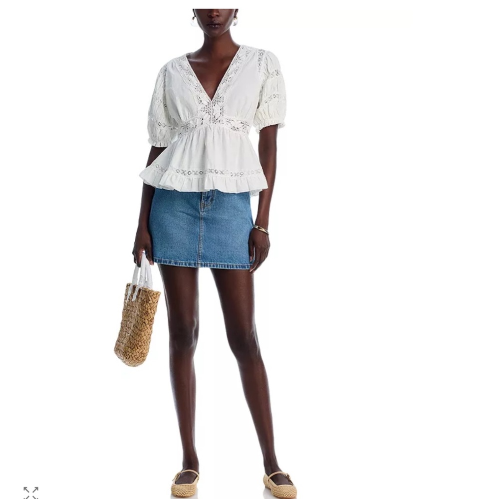 AQUA Vintage Lace Linen-Blend Top – NWT,